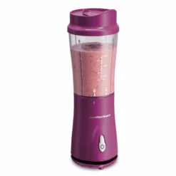 Hamilton Beach Portable Blender For Shakes And Smoothies With 14 Oz BPA Free Travel Cup And Lid, Raspberry (51131) | BigEasyMart.com