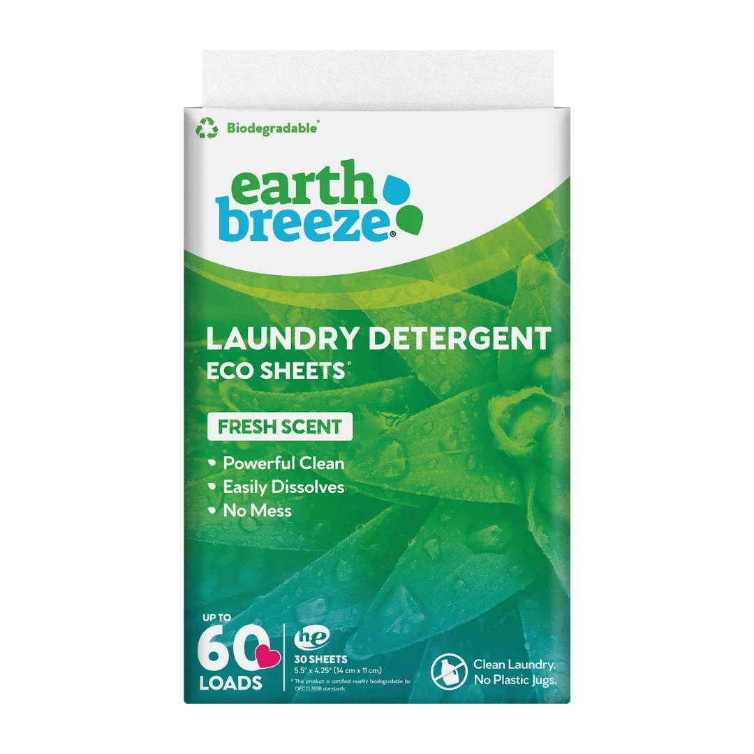 Earth Breeze Laundry Detergent Sheets,Fresh Scent , 30 Sheets, Liquidless Technology | BigEasyMart.com