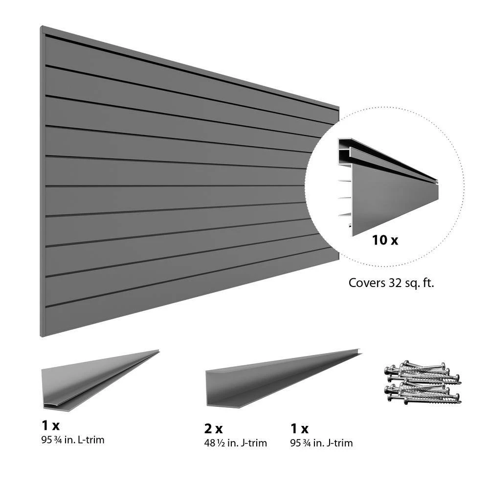 Proslat 33013 PVC Slatwall 8 Ft. X 4 Ft. Light Gray Hook Kit Bundle (20-Piece) | BigEasyMart.com - Image 4
