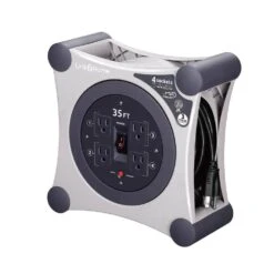Link2Home EM-EL-350G 35 Ft. 14/3 Extension Cord Storage Reel With 4 Grounded Outlets | BigEasyMart.com