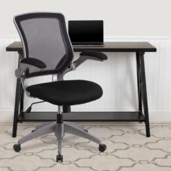 Mid-Back Mesh Swivel Ergonomic Task Office Chair With Flip-Up Arms | BigEasyMart.com