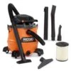 RIDGID HD1600 16 Gallon 6.5 Peak HP NXT Wet/Dry Shop Vacuum With Detachable Blower, Filter, Locking Hose And Accessories | BigEasyMart.com