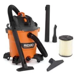 RIDGID 12 Gallon 5.0 Peak HP NXT Wet/Dry Shop Vacuum With Filter, Locking Hose And Accessories | BigEasyMart.com