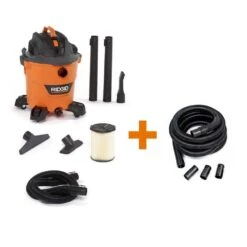 RIDGID HD1200B 12 Gallon 5.0 Peak HP NXT Wet/Dry Shop Vacuum With Filter, Hose, Accessories And Additional 20 Ft. Tug-A-Long Hose | BigEasyMart.com