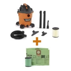 RIDGID HD1200E 12 Gallon 5.0 Peak HP NXT Wet/Dry Shop Vacuum With Filter, Locking Hose, Accessories, OSHA And HEPA Filtration Kit | BigEasyMart.com