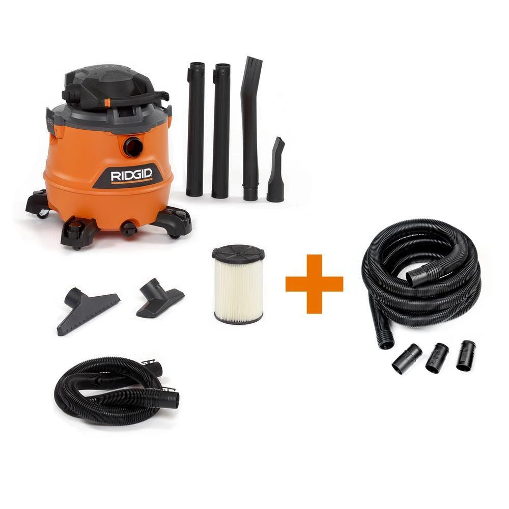 RIDGID HD1600D 16 Gallon 6.5 Peak HP NXT Wet/Dry Shop Vacuum With Detachable Blower, Filter, 7 Ft Hose, 20 Ft Hose And Accessories | BigEasyMart.com