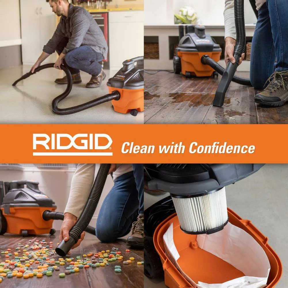 RIDGID WD4070D 4 Gallon 5.0 Peak HP Portable Wet/Dry Shop Vacuum With Fine Dust Filter, Dust Bags, Locking Hose And Accessories | BigEasyMart.com - Image 7