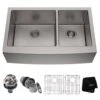 KRAUS 1007185209 Standart PRO Farmhouse Apron-Front Stainless Steel 33 In. Double Bowl Kitchen Sink | BigEasyMart.com