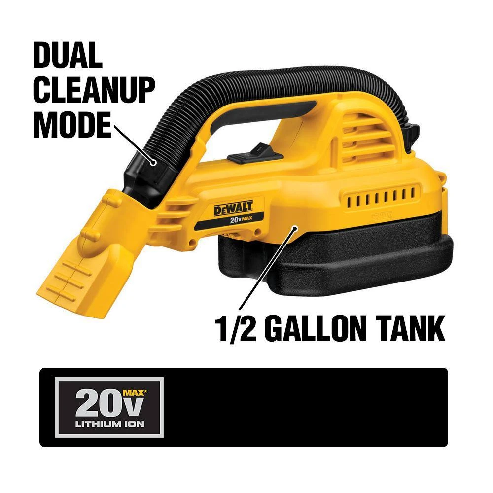 DEWALT DCV517BW230 20V MAX Cordless 1/2 Gal. Wet/Dry Portable Vacuum And (1) 20V MAX Compact Lithium-Ion 3.0Ah Battery | BigEasyMart.com - Image 2